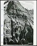 Northwest face of Mt. Stephen from the top of Mt. Field, showing North Gully and Fossil Gully