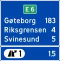 Highway distance sign (furthest on top)