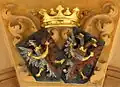 The coat of arms of the Krakowskýs of Kolowrat placed at the New Kolowrat Palace at Prague's Na Příkopě Street