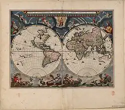 Image 19Blaeu's world map, originally prepared by Joan Blaeu for his Atlas Maior, published in the first book of the Atlas Van Loon (1664) (from History of cartography)