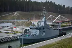 ORP Albatros passing through the canal, 2023