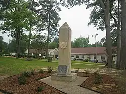 This obelisk erected in 1976 in Bicentennial Park in Haynesville is dedicated to the medical profession.