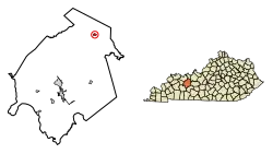 Location of Fordsville in Ohio County, Kentucky.