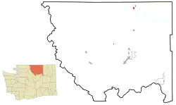 Projection of Okanogan County with Oroville in red