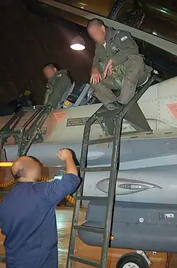 Pilot and navigator (WSO) are getting out of their F-16I at Ramon Airbase after the operation in 2007