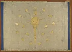 Paul Hadley's original flag proposal. This flag is in possession of the Indiana State Museum.[14]