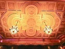 Orpheum Theatre ceiling and chandeliers.