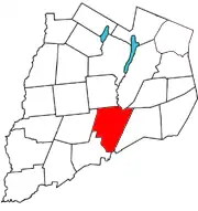 Otsego County map with the Town of Milford in red