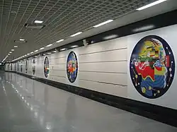 An array of faces depicted in the artwork