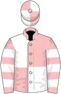 Pink and white (quartered), hooped sleeves