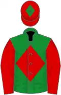 Green, red diamond and sleeves, red cap, green diamond