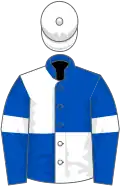 Royal blue and white (quartered), royal blue sleeves, white armlets, white cap