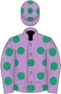 Mauve, emerald green spots