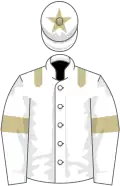 White, beige epaulets, armlets and star on cap