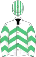 White and emerald green chevrons, striped cap