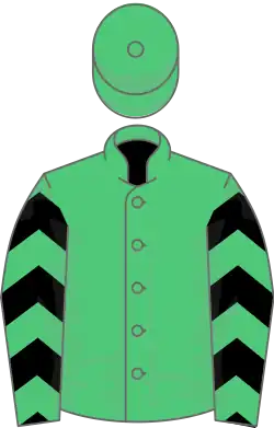 Emerald green, black chevrons on sleeves