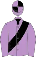 Mauve, black sash, quartered cap