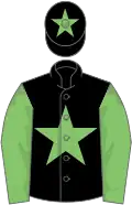 Black, light green star and sleeves, light green star on cap