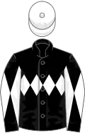 Black, white triple diamond, diabolo on sleeves, white cap
