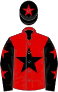 Red, black star, black sleeves, red stars, black cap, red star