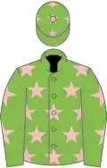 Light green, pink stars