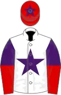 White, Purple star, Purple and Red halved sleeves, Red cap, Purple star