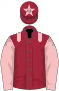 Maroon, pink epaulets, sleeves and star on cap