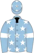 Light blue, white stars, armlets and stars on cap