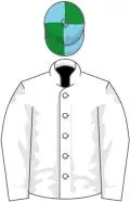 White, sky blue and green collar and quartered cap
