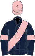 Dark Blue, Pink sash, armlets and cap