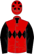 Red, black triple diamond, sleeves and diamonds on cap