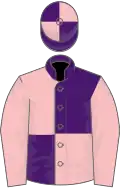 Purple and pink (quartered), pink sleeves, quartered cap