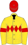 Yellow, red triple diamond, armlets and cap