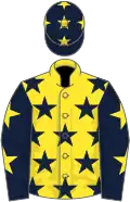 Yellow, dark blue stars, dark blue sleeves, yellow stars and cap