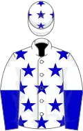 White, blue stars, halved sleeves, stars on cap