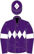 Purple, White triple diamond, armlets and diamond on cap