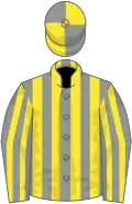 Grey and yellow stripes, quartered cap