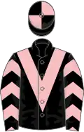 Black, pink chevron and chevrons on sleeves, quartered cap