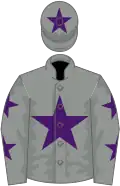 Grey, purple star, stars on sleeves, star on cap