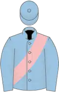 Light blue, pink sash