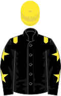Black, yellow epaulets, black sleeves, yellow stars, yellow cap
