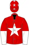 Red, white star, halved sleeves and stars on cap