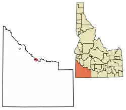 Location of Grand View in Owyhee County, Idaho.
