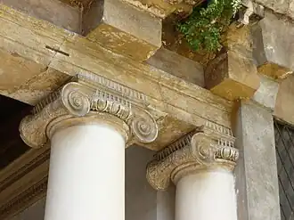 Detail of Ionic capitals in the loggia