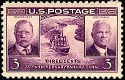 Roosevelt and Goethals on US stamp, 1939