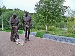 Monument of John Paul II and Ronald Reagan in Park Ronalda Reagana (Ronald Reagan Park)