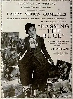 Ad for the comedy short film Passing the Buck&nbsp;[it] in The Moving Picture World