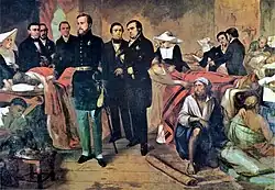 Emperor Pedro II of Brazil visiting people with cholera in 1855