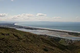 Pegasus Bay, with New Brighton the spit in the foreground