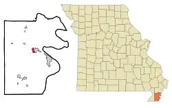 Location of Hayti Heights, Missouri